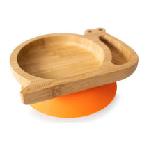 Eco Rascals - Bamboo Suction Plate With Two Sections Snail, Orange Image 1