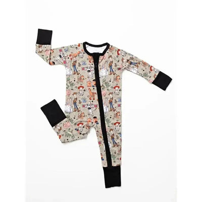 Ellie Sue - Baby Round Up Gang Bamboo Zipper Romper Image 1