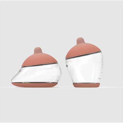 Starter kit featuring two Emulait nipples in medium color and shape 2, with transparent bases and pink tops.