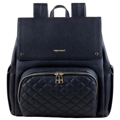 Luna Diaper Bag in Onyx with a quilted front pocket, featuring a magnetic flap and dual shoulder straps.