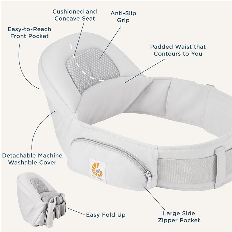 Ergobaby Lift Hip Seat Baby Carrier Hip Seat with Enhanced Lumbar Support, Midnight Blue Image 4