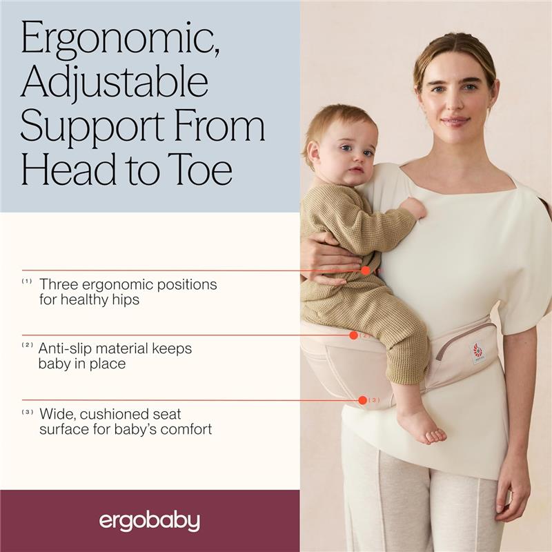 Ergobaby Lift Hip Seat Baby Carrier Hip Seat with Enhanced Lumbar Support, Midnight Blue Image 7