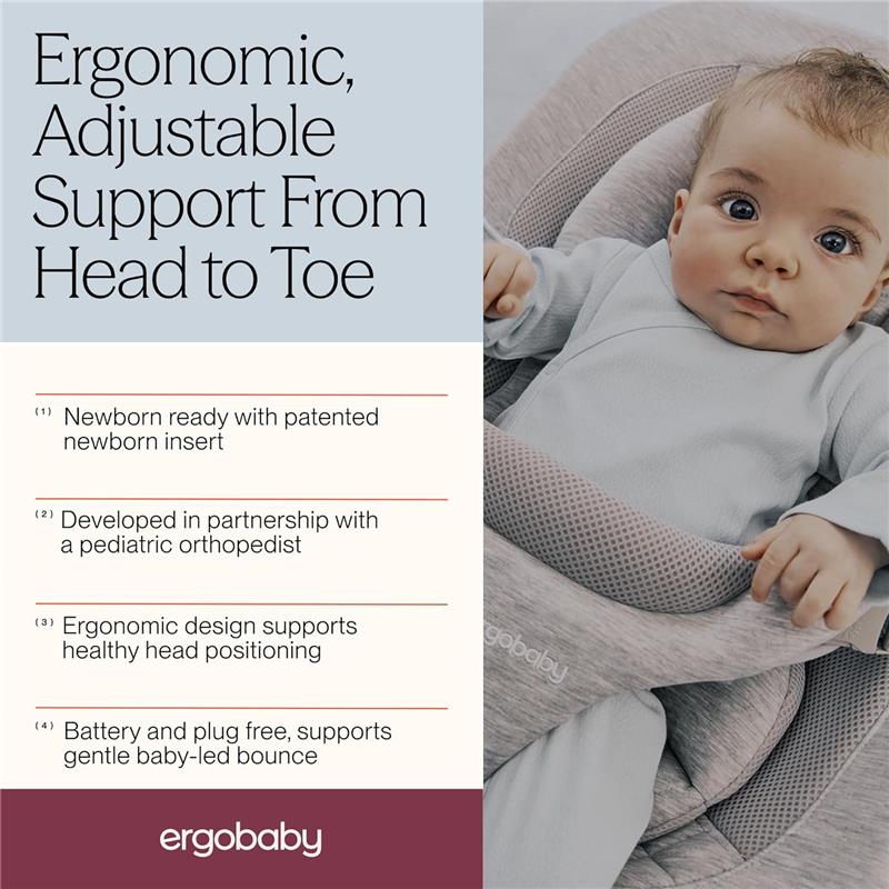 Ergobaby Evolve 3-in-1 Bouncer Seat for Babies & Toddlers, Charcoal Grey Image 6
