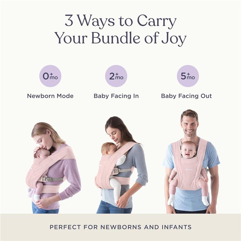 Ergobaby Embrace Newborn Baby Carrier, Blush Pink Image 2