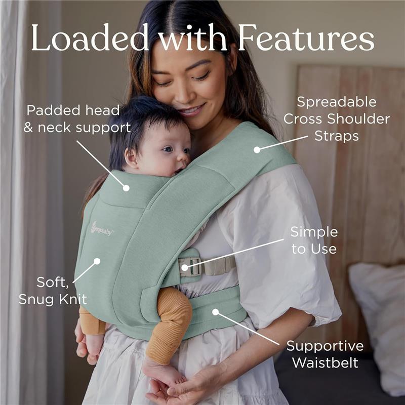Ergobaby Embrace Newborn Baby Carrier for Infants, Jade Green Image 7