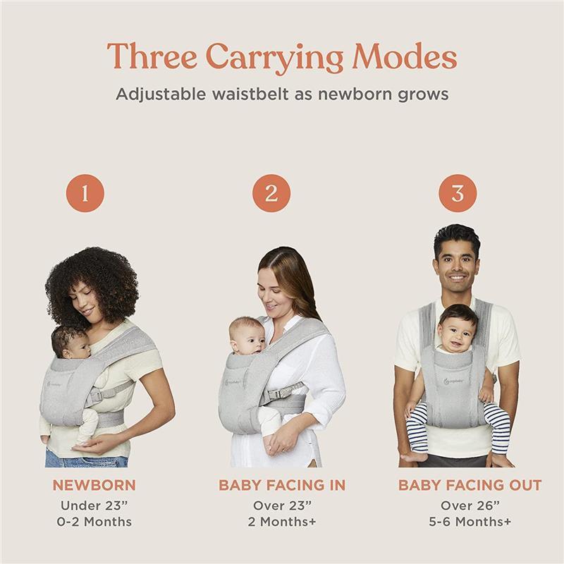 Ergobaby - Embrace Baby Carrier Soft Air Mesh, Soft Grey Image 7