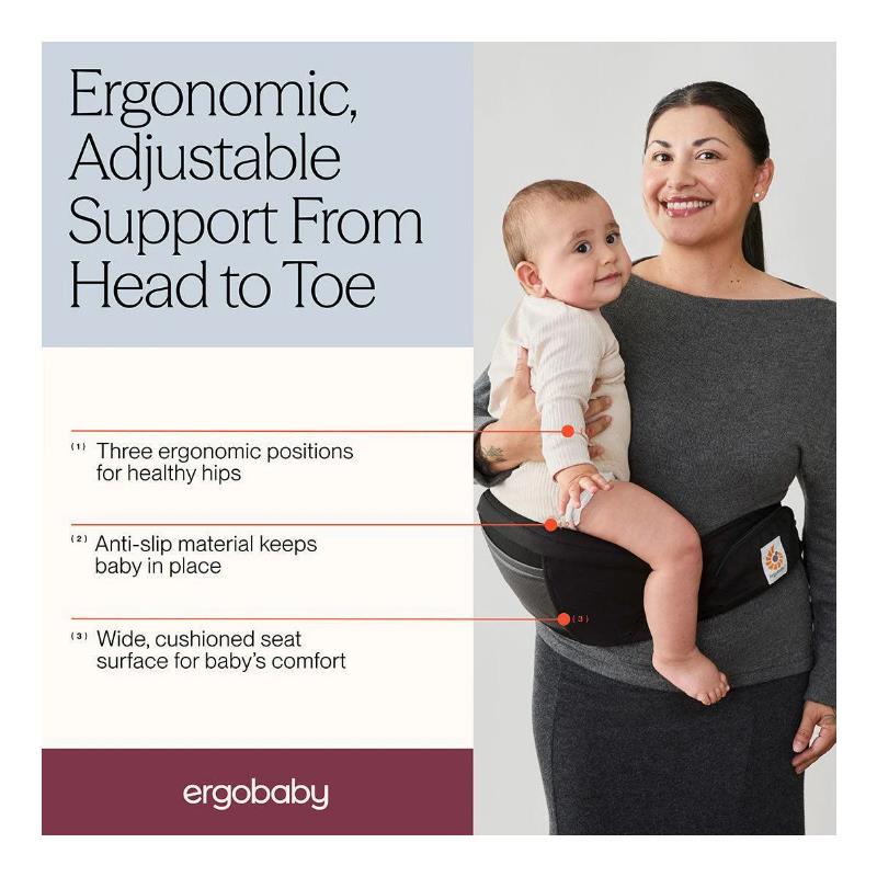 Ergobaby Lift Hip Seat Baby Carrier, Onyx Black | MacroBaby