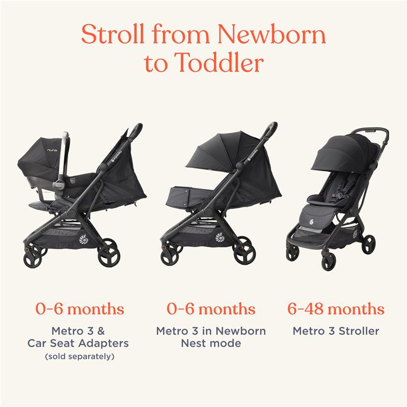 Ergobaby - Metro 3 All in One Compact Baby Stroller, Lightweight Travel Stroller, Natural Beige Image 2