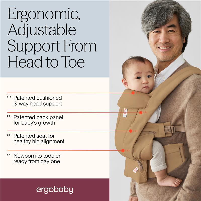 ergobaby all carry positions breathable mesh baby carrier Ergobaby Omni Deluxe Baby Carrier for Newborn to Toddlers, Camel Cotton