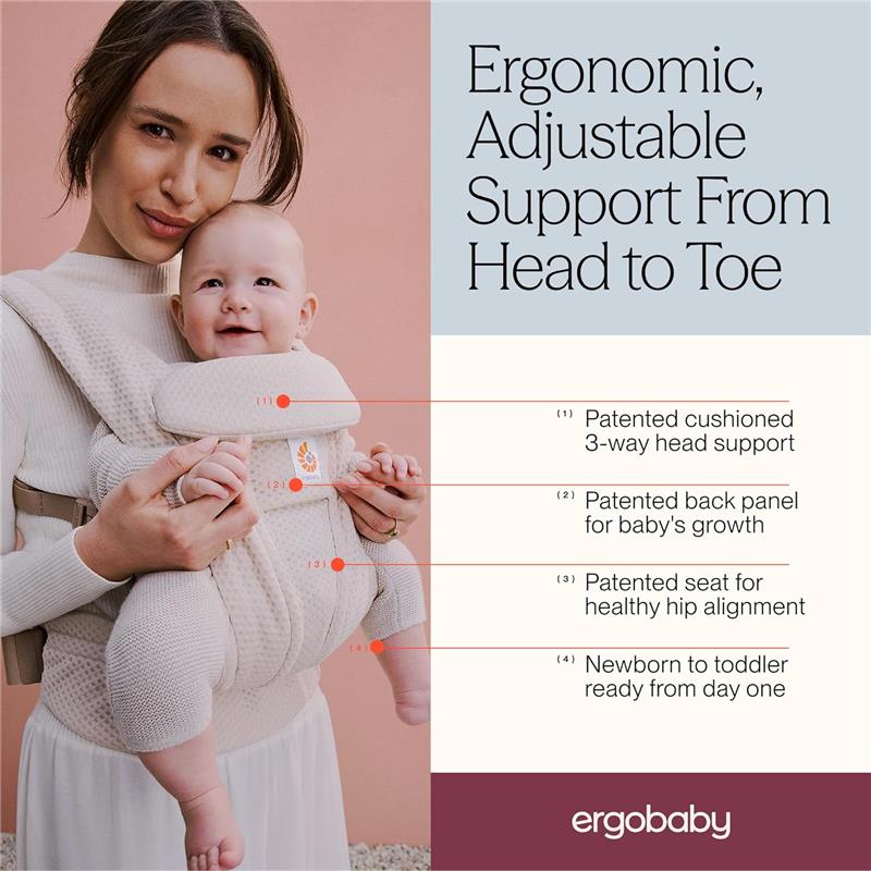 Ergobaby Omni Deluxe Baby Carrier for Newborn to Toddlers, Camel Cotton Image 7