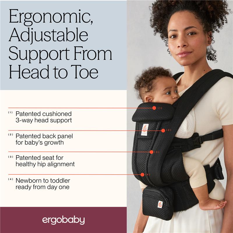 Ergobaby Omni Deluxe Mesh Baby Carrier for Newborn to Toddlers, Onyx Black Image 4