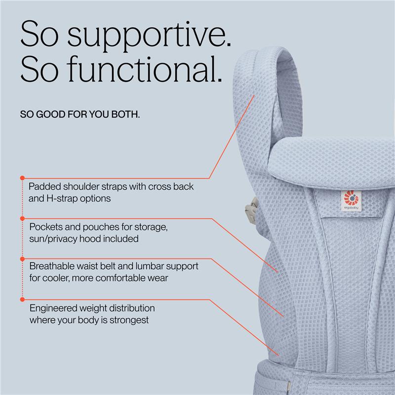 ergobaby original carrier teal Ergobaby Omni Deluxe Mesh Baby Carrier for Newborn to Toddlers, Serene Blue