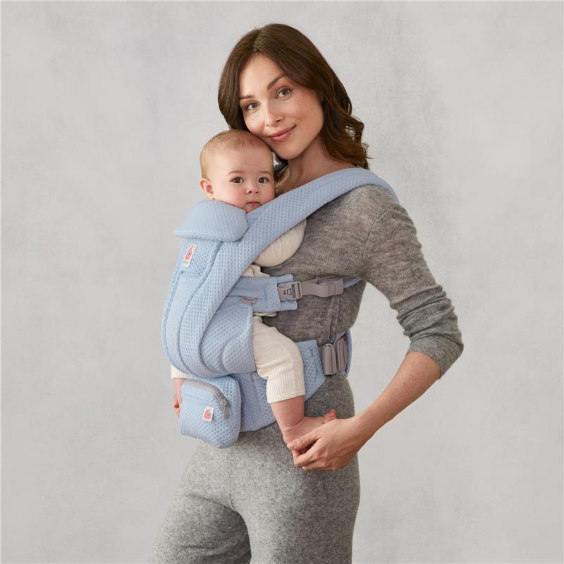 Ergobaby Omni Deluxe Mesh Baby Carrier for Newborn to Toddlers, Serene Blue Image 9