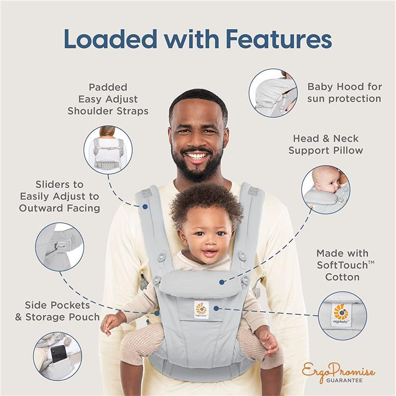 Ergobaby - Omni Dream All Carry Positions SoftTouch Cotton Baby Carrier, Natural Dots Image 5