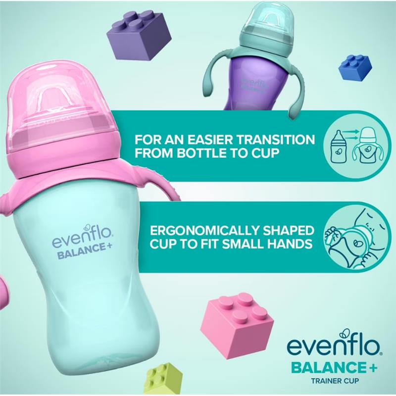 Evenflo Feeding 5 Oz Balance Sippy Cups, 2Pk for Babies 6M+, Blue & Green Image 5