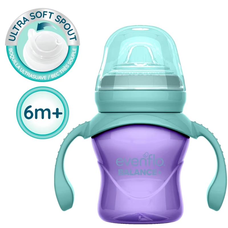 Evenflo Feeding 5 Oz Balance Sippy Cups, 2Pk for Babies 6M+, Pink & Purple Image 3