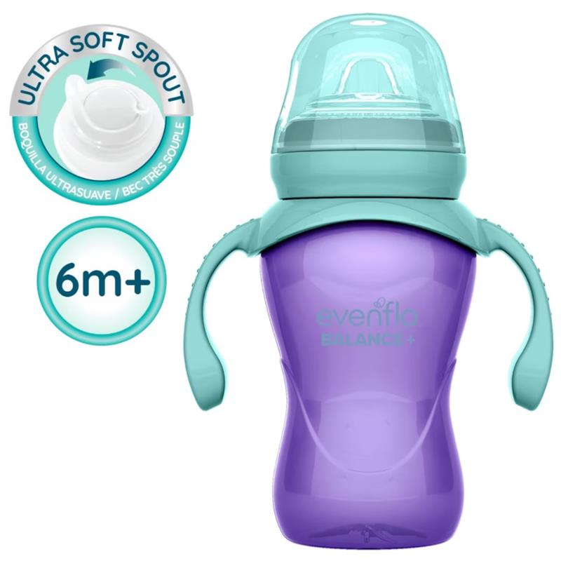 Evenflo Feeding 9? Oz Baby Sippy Cups 2Pk Balance Cups, Pink & Purple Image 3