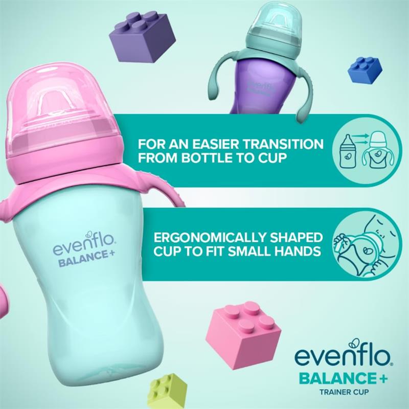 Evenflo Feeding 9? Oz Baby Sippy Cups 2Pk Balance Cups, Pink & Purple Image 5
