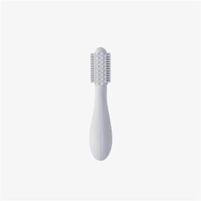 Baby-Led™ Toothbrush by Ezpz in pewter color, featuring a textured handle and soft bristles for gentle cleaning.