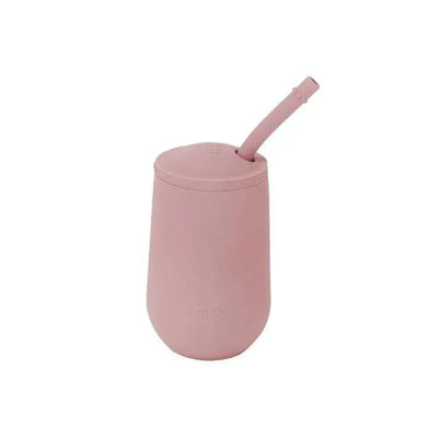 Ezpz Happy Cup & Straw System in blush, featuring a soft silicone design with a lid and integrated straw.