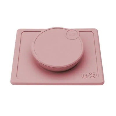 Mini Bowl Lid by Ezpz in blush color, featuring a circular design with a flat rectangular base for covering bowls.