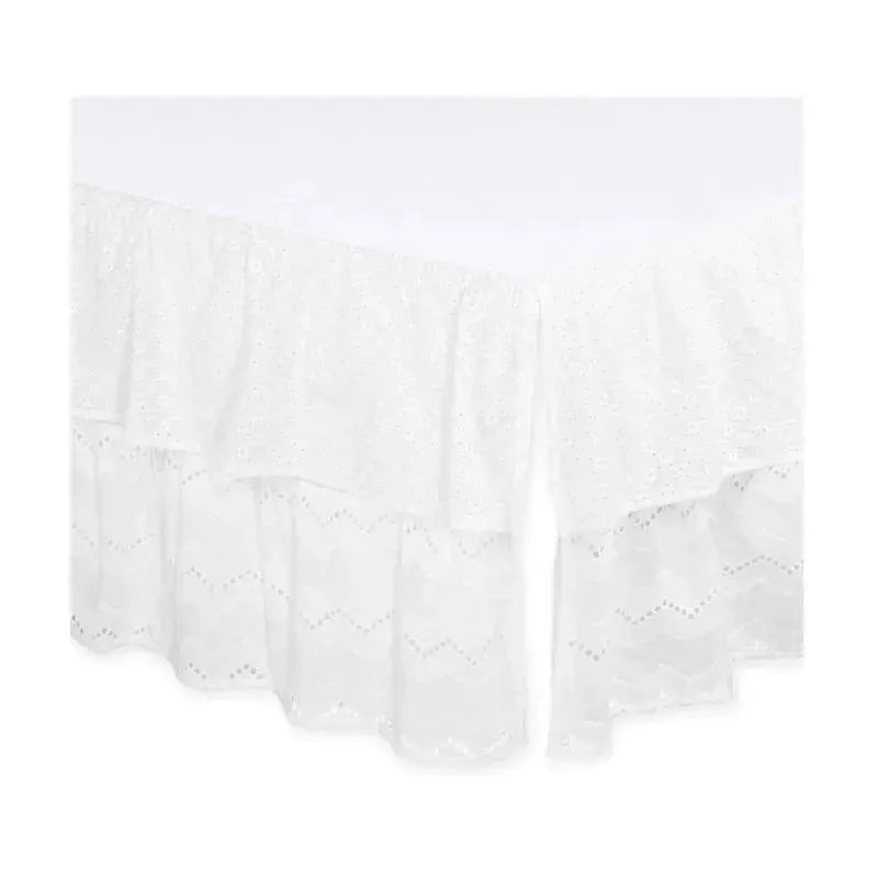 Eyelet Dust Ruffle Queen Farallon Dust Ruffles Eyelet, White Floral | MacroBaby