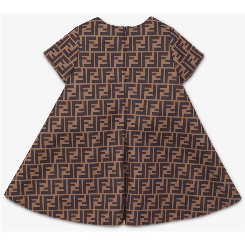 Fendi Baby - Baby Dress with All-Over Fendi Logo and Pink Blush Bow, 12M Image 3