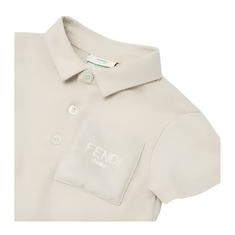 Fendi Baby - Beige Cotton Jersey Baby Polo Shirt with Chest Pocket Image 2