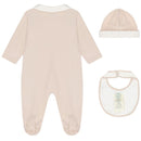 Fendi - Baby Footie Bib & Hat Set With Bear Graphic Image 2