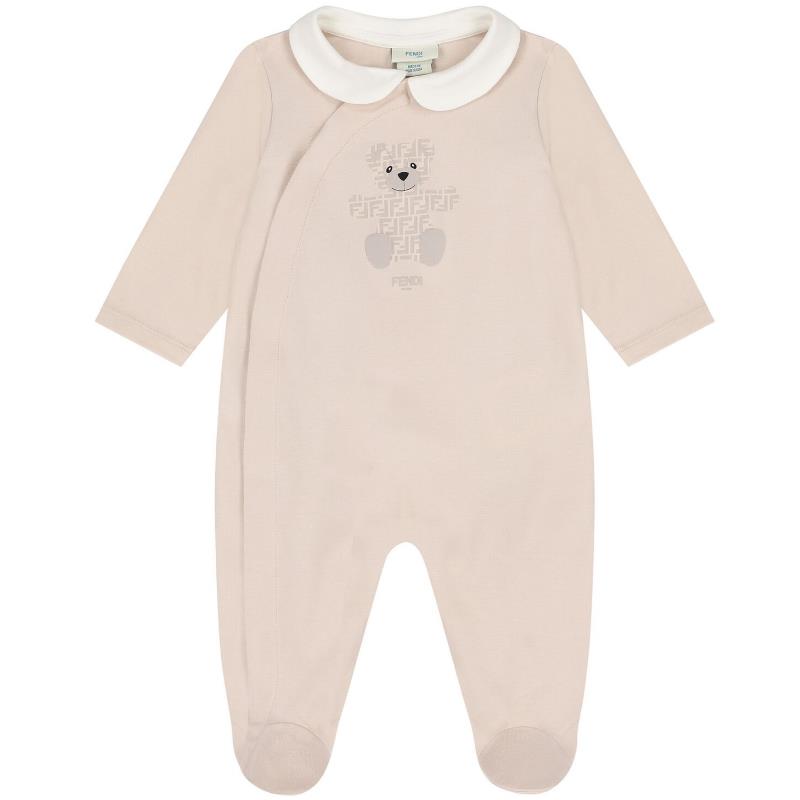 Fendi - Baby Footie Bib & Hat Set With Bear Graphic Image 3