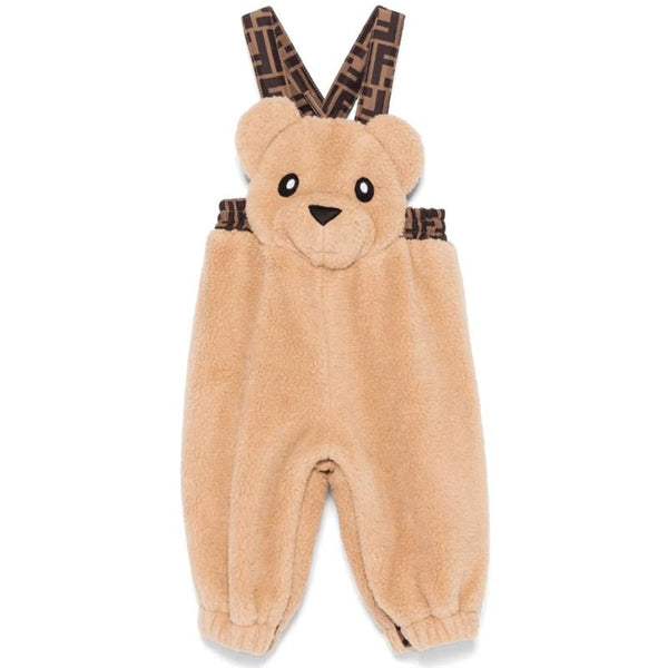 Fendi Baby - Short Sleeve Romper With Logo Beige | MacroBaby