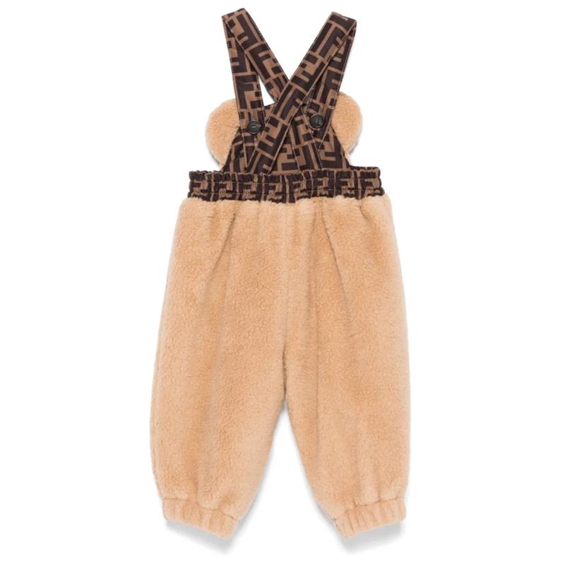 Fendi Baby - Short Sleeve Romper With Logo Beige Image 2