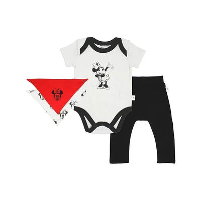 Finn + Emma Bodysuit, Pant & Bib Minnie Mouse, White/Red/Black Image 1