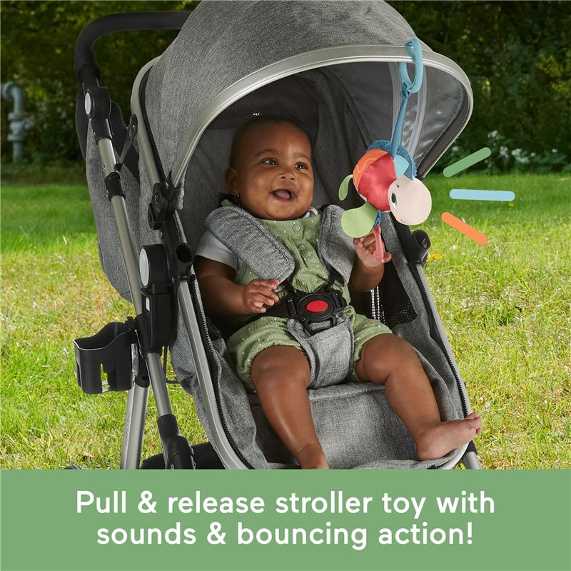 Fisher Price - Baby Stroller Toy Planet Friends Sea Me Bounce Turtle Plush with Teether Image 3