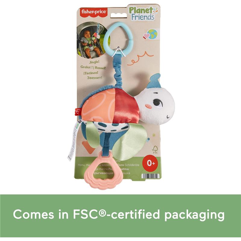 Fisher Price - Baby Stroller Toy Planet Friends Sea Me Bounce Turtle Plush with Teether Image 6