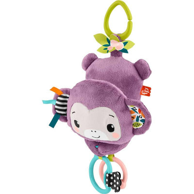 Fisher Price - Baby Stroller Toy Sing & Go Purple Monkey Musical Sensory Plush  Image 1