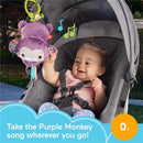 Fisher Price - Baby Stroller Toy Sing & Go Purple Monkey Musical Sensory Plush  Image 2