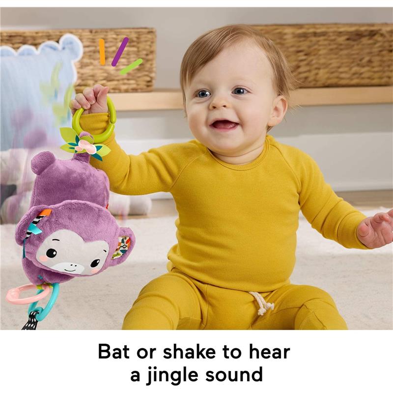 Fisher Price - Baby Stroller Toy Sing & Go Purple Monkey Musical Sensory Plush  Image 3