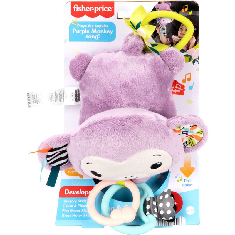 Fisher Price - Baby Stroller Toy Sing & Go Purple Monkey Musical Sensory Plush  Image 6