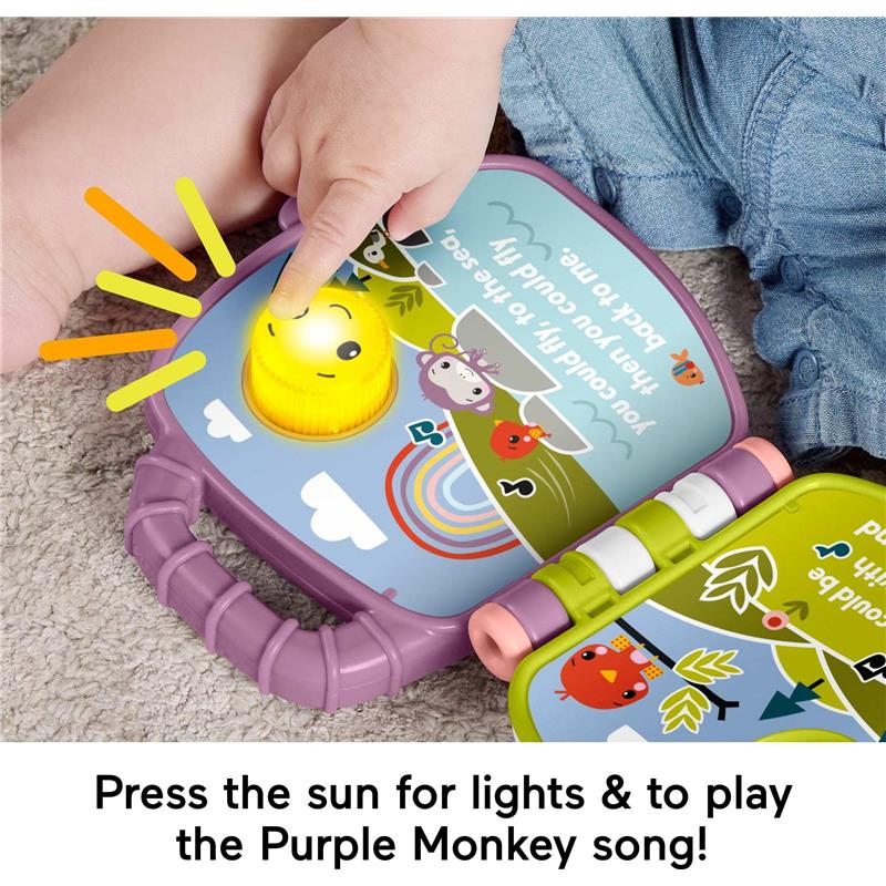 Fisher Price - Baby Toy Purple Monkey Musical Storybook with Lights & Sounds Image 3