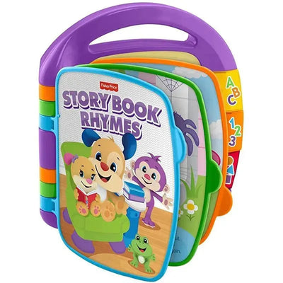 Fisher Price Laugh & Learn Storybook Rhymes, a colorful interactive book featuring animal characters and playful illustrations.
