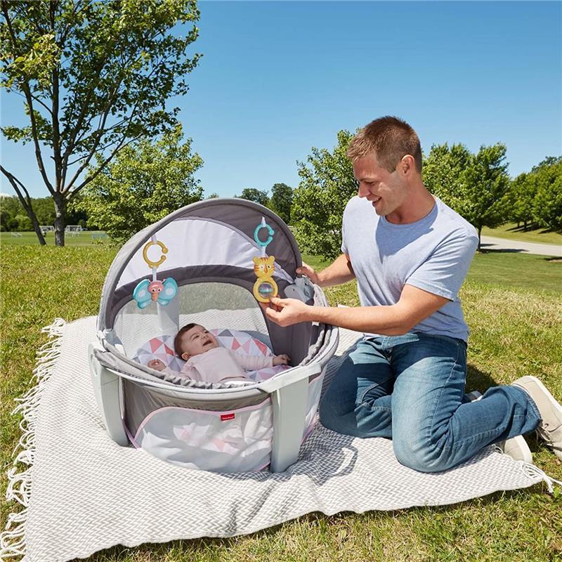 Fisher Price On-The-Go Baby Dome, Baby Girl Play Space & Napping Spot, Rosy Windmill Image 11