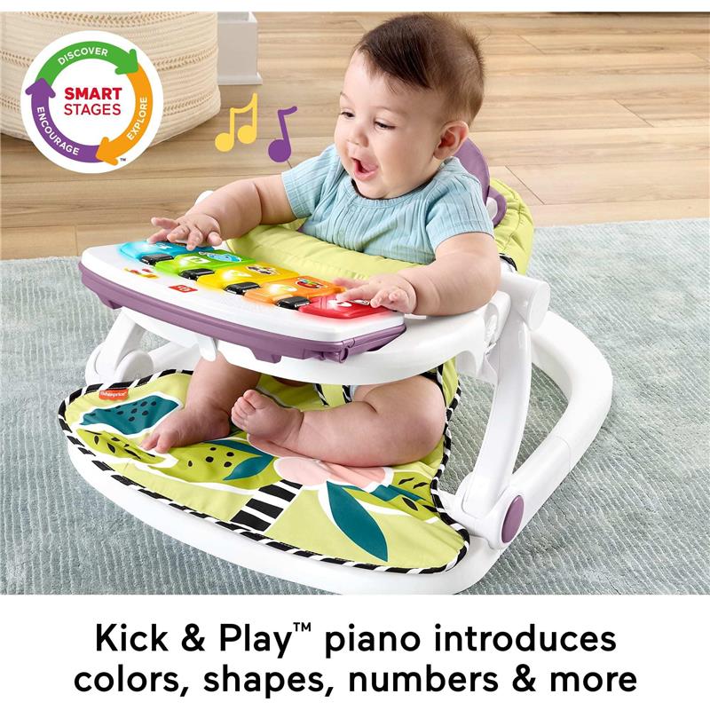 Fisher Price - Portable Baby Chair Kick & Play Deluxe Sit-Me-Up Seat with Piano Learning Toy & Tray Image 3