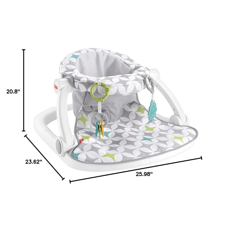 Fisher-Price Portable Baby Chair Sit-Me-Up Floor Seat with Developmental Toys, Geo Lines Image 2