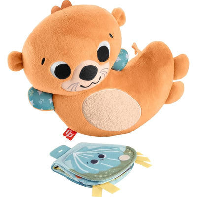 Fisher Price - Toy 2-in-1 Rockin' Tummy Time Otter Plush Sensory Activity with Soft Book Image 1