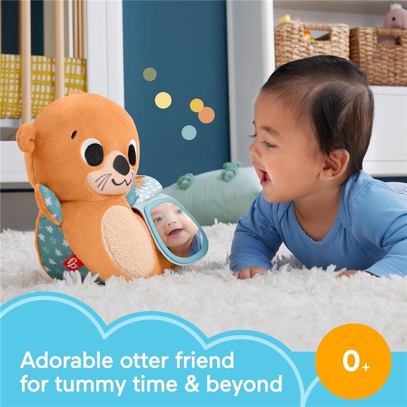 Fisher Price - Toy 2-in-1 Rockin' Tummy Time Otter Plush Sensory Activity with Soft Book Image 4