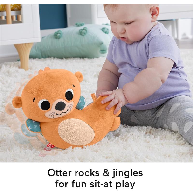 Fisher Price - Toy 2-in-1 Rockin' Tummy Time Otter Plush Sensory Activity with Soft Book Image 6
