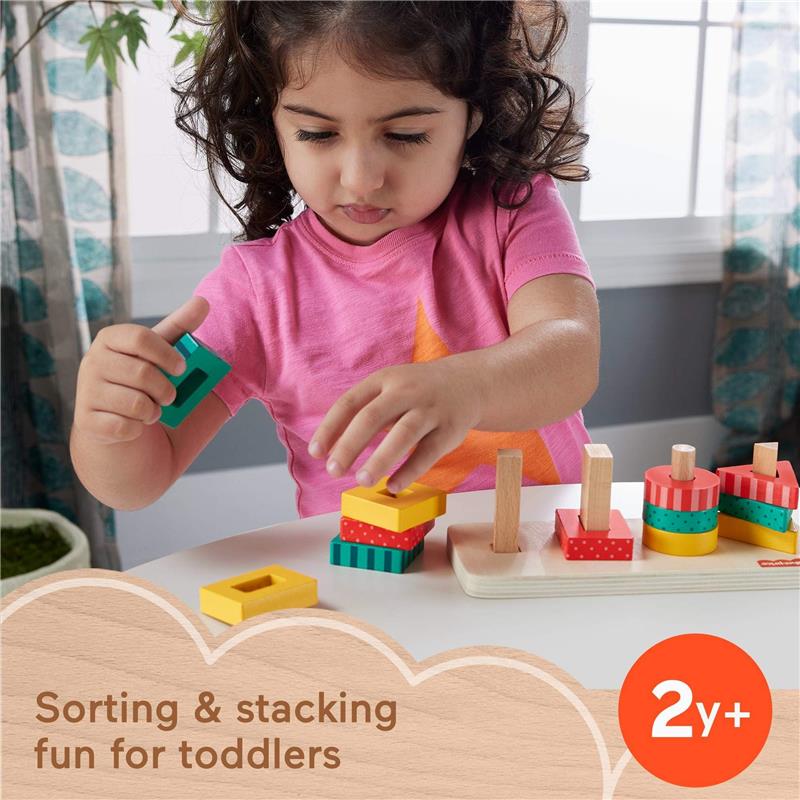 Fisher Price - Wood Toddler Toy Shape Stacker Image 2
