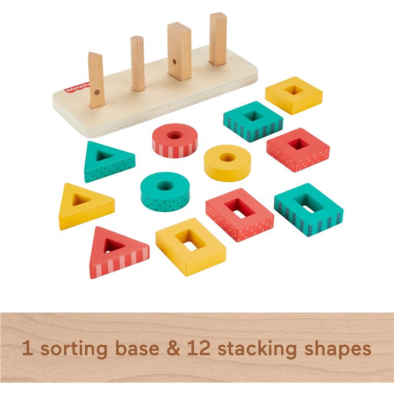 Fisher Price - Wood Toddler Toy Shape Stacker Image 5