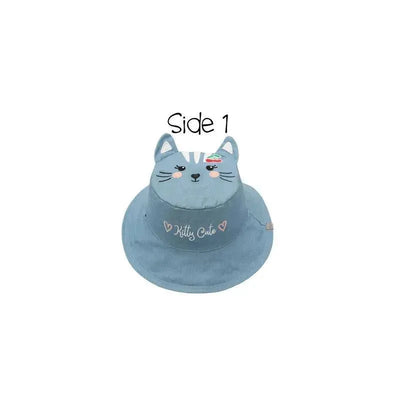 Flap Jack Kids Reversible Kids & Toddler Sun Hat Cat/Cherry Image 3